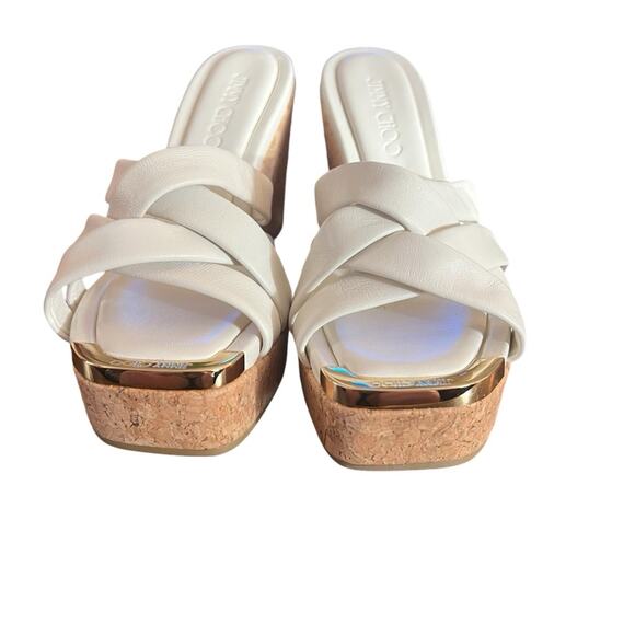 Jimmy Choo Maribou 110 Platform Leather Wedge Slide Sandals NEW EU 38.5/US 8.5 - Picture 3 of 10
